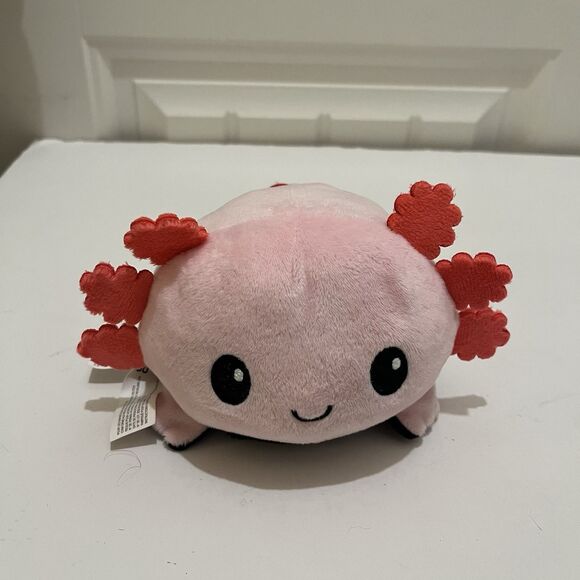 TeeTurtle 5” Axolotl Reversible Mood Plush Black and Pink Stuffed Animal Toy - Picture 3 of 9